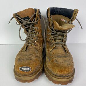 Timberland PRO 24/7 Steel Toe Work Boots Men's 9.5M Tan Distressed Trashed Tims